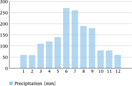 It rains a lot from June to September